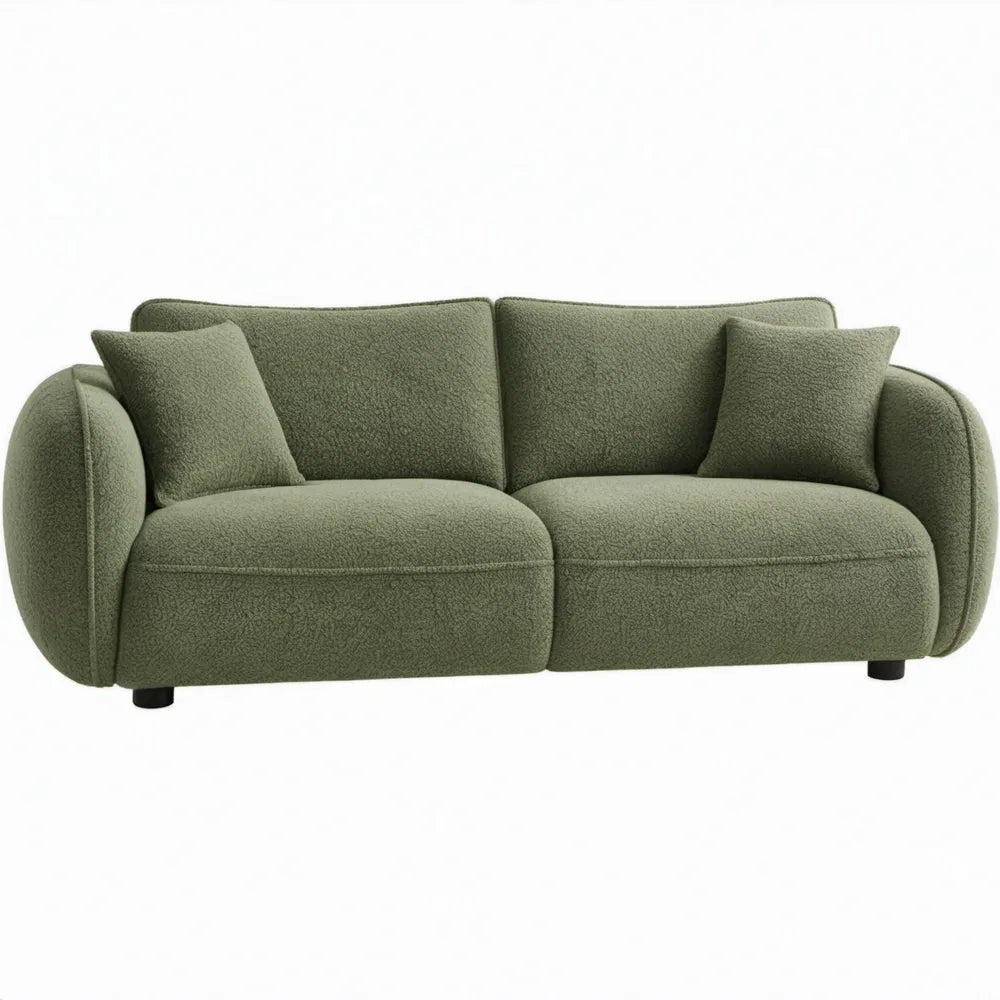 2-zitsbank met bouclé bekleding Olijfgroen 210 x 95 x 78 cm