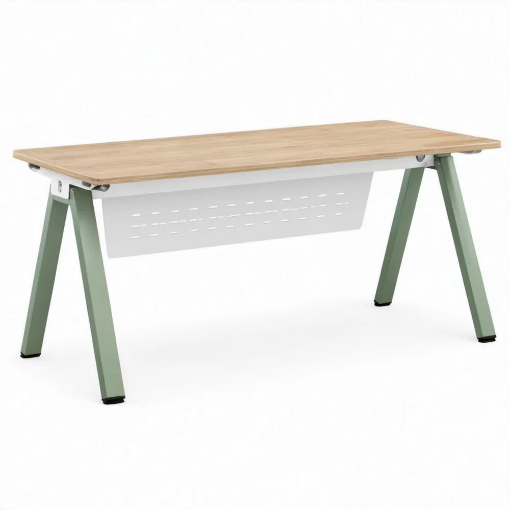 Rechthoekig computerbureau 120 x 60 x 75 cm Eikenkleurig/Wit/Groen