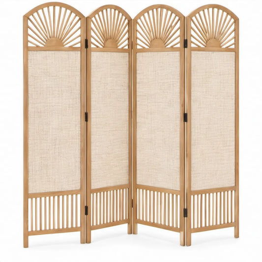 Bamboe kamerscherm met 4 panelen, 160 x 180 cm, naturel en beige