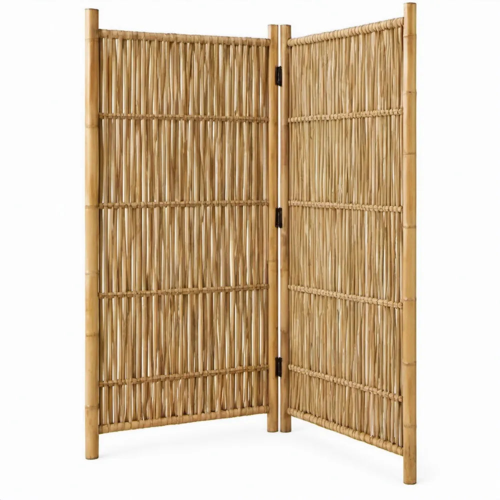 Bamboe kamerscherm met 2 panelen, naturel, 180 x 180 cm