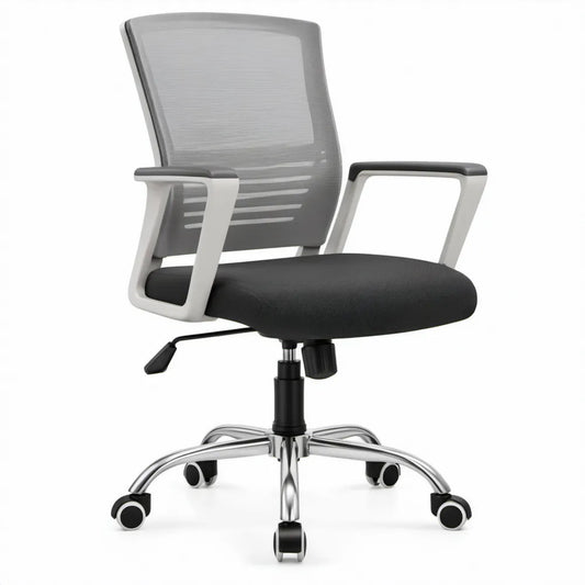 Ergonomische bureaustoel met hoge rugleuning en armleuningen, 62 x 62 x 112-122 cm, zwart/grijs/zilver