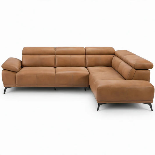 Hoekbank met rechter chaise longue 280 x 160 x 85 cm – Cognacbruin/Zwart