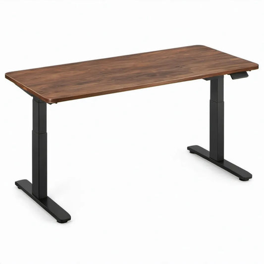 Elektrisch in hoogte verstelbaar bureau 120 x 60 cm, 72-118 cm, walnootbruin/zwart