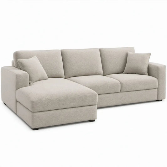 Beige hoekbank met linker chaise longue, 280 x 160 x 85 cm