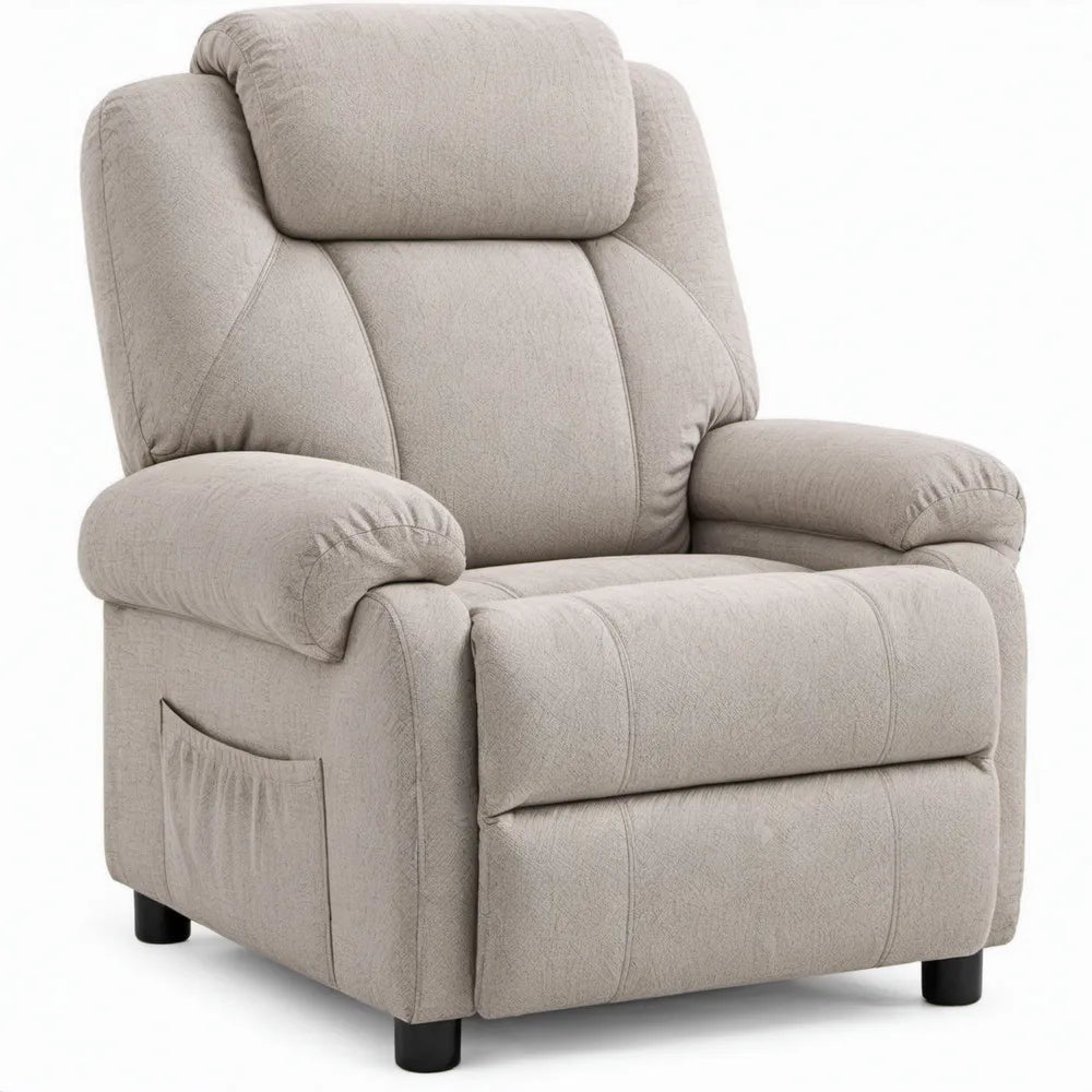 Handmatig verstelbare relaxfauteuil beige/zwart met uitschuifbare voetensteun, 90 x 95 x 103 cm
