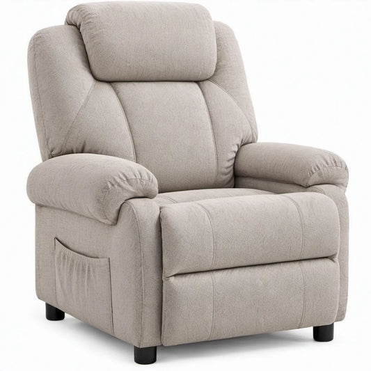 Handmatig verstelbare relaxfauteuil beige/zwart met uitschuifbare voetensteun, 90 x 95 x 103 cm