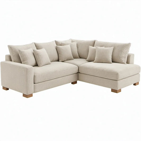 3-zits hoekbank met rechter chaise longue 270 x 170 x 85 cm crème, polyester