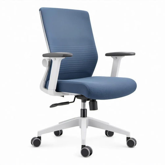 Ergonomische bureaustoel met armleuningen blauw, wit en zwart 64 x 64 x 99-109 cm